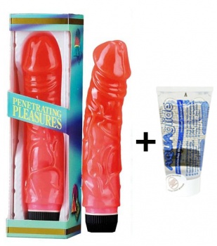 30-25133 Želatínový vibrátor + lubrikačný gel aqua glide + batérie