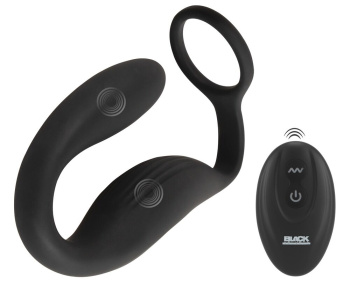 5402573 Black Velvets Cock ring with RC butt plug 